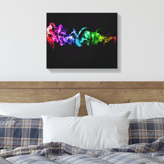 Kleurrijke Abstracte rook - een regenboog in de do Canvas Afdruk (Insitu (Slaapkamer))