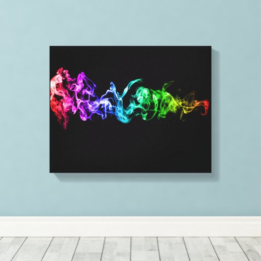 Kleurrijke Abstracte rook - een regenboog in de do Canvas Afdruk (Insitu (Houten vloer))