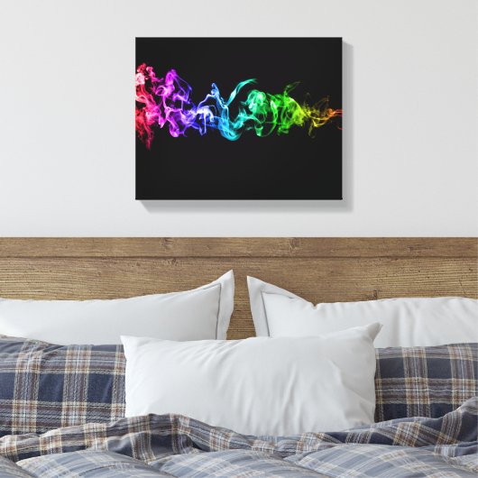 Kleurrijke Abstracte rook - een regenboog in de do Canvas Afdruk (Insitu (Slaapkamer))