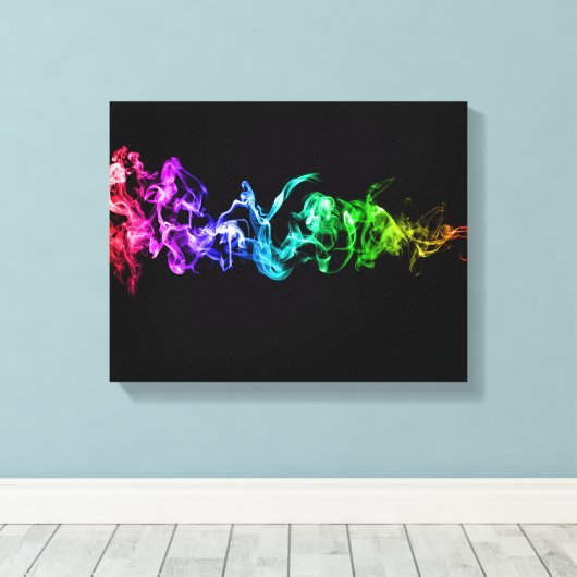 Kleurrijke Abstracte rook - een regenboog in de do Canvas Afdruk (Insitu (Houten vloer))