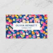 Kleurrijke, Abstracte Royal Blue Art Visitekaartje (Voorkant)