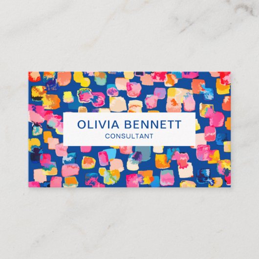 Kleurrijke, Abstracte Royal Blue Art Visitekaartje (Voorkant)