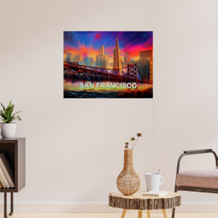 Kleurrijke Abstracte San Francisco Skyline Poster