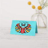 Kleurrijke Abstracte Scarab Beetle op Bright Aqua Plaatskaartje (Achterkant)