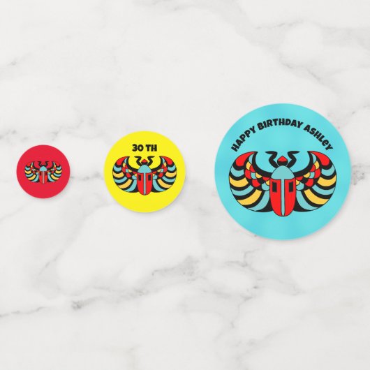 Kleurrijke Abstracte Scarab Kevers Happy Birthday Confetti (Achterkanten)