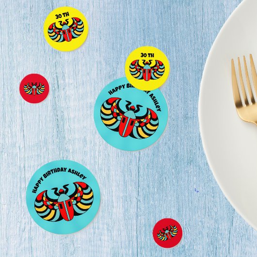 Kleurrijke Abstracte Scarab Kevers Happy Birthday Confetti