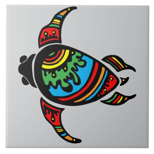 Kleurrijke abstracte schildpad tegeltje (Voorkant)