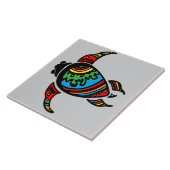 Kleurrijke abstracte schildpad tegeltje (Zijkant)