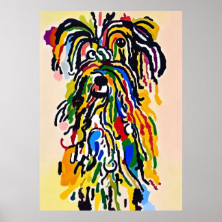 Kleurrijke Abstracte Shaggy Dog Portret Painting Poster