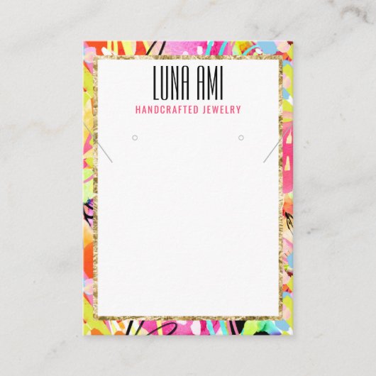 Kleurrijke Abstracte sieraden Ketting oorbel houde Visitekaartje (Voorkant)