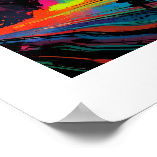 Kleurrijke abstracte silhouet surfer op het strand poster (Hoek)