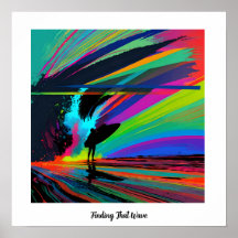 Kleurrijke abstracte silhouet surfer op het strand