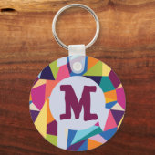 Kleurrijke Abstracte Sleutelhanger met Initiaal (Voorkant)