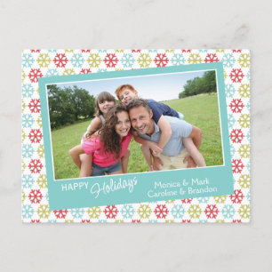 Kleurrijke Abstracte Snowflakes Prettige feestdage Briefkaart