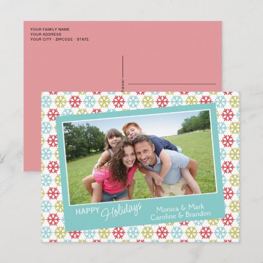 Kleurrijke Abstracte Snowflakes Prettige feestdage Briefkaart (Voorkant / Achterkant)