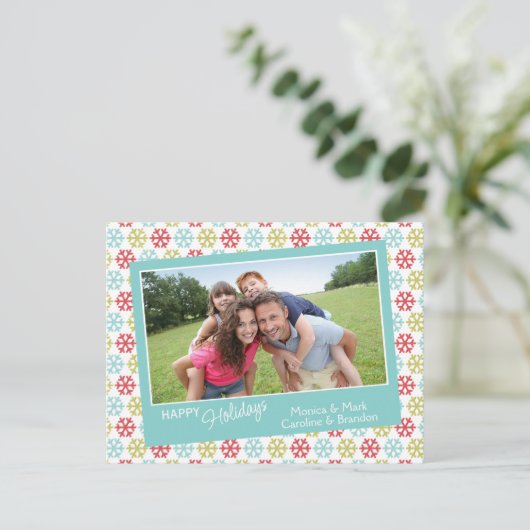 Kleurrijke Abstracte Snowflakes Prettige feestdage Briefkaart (Staand voorkant)