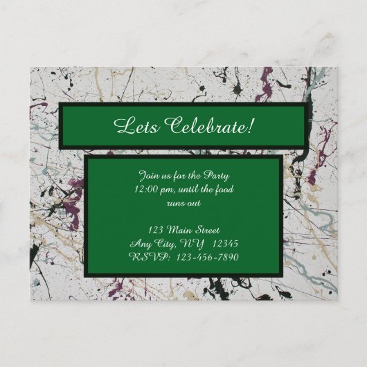 Kleurrijke Abstracte Spat schilderkunst ansichtkaa Briefkaart (Voorkant)