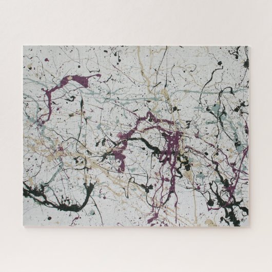 Kleurrijke Abstracte Splatter Schilderij Jigsaw Pu Legpuzzel (Horizontaal)