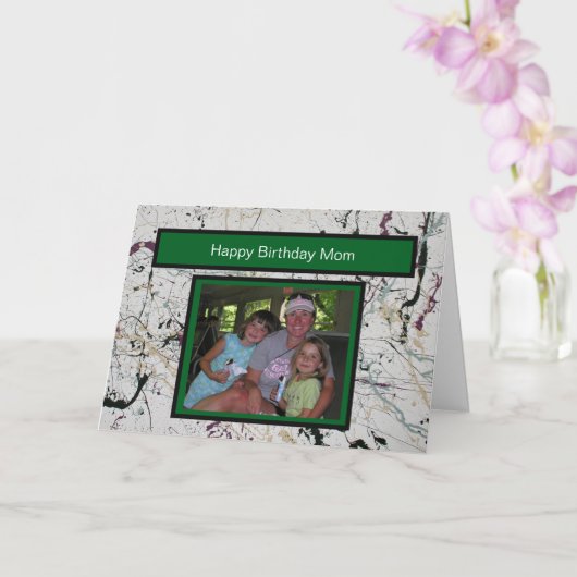 Kleurrijke abstracte Splatter Schilderij Verjaarda Kaart (Orchidee)