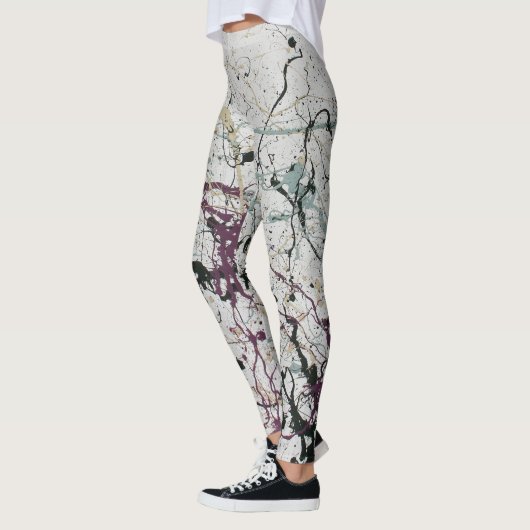 Kleurrijke Abstracte Splatter Schilderij Vrouwen Leggings (Links)