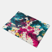 Kleurrijke Abstracte Splatter Verf Blauwgroen en M Deurmat (Schuin)