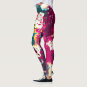 Kleurrijke Abstracte Splatter Verf Blauwgroen en M Leggings (Links)