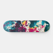 Kleurrijke Abstracte Splatter Verf Blauwgroen en M Persoonlijk Skateboard (Horizontaal)