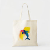 Kleurrijke Abstracte Spray Paint Dolphin Silhouett Tote Bag (Voorkant)