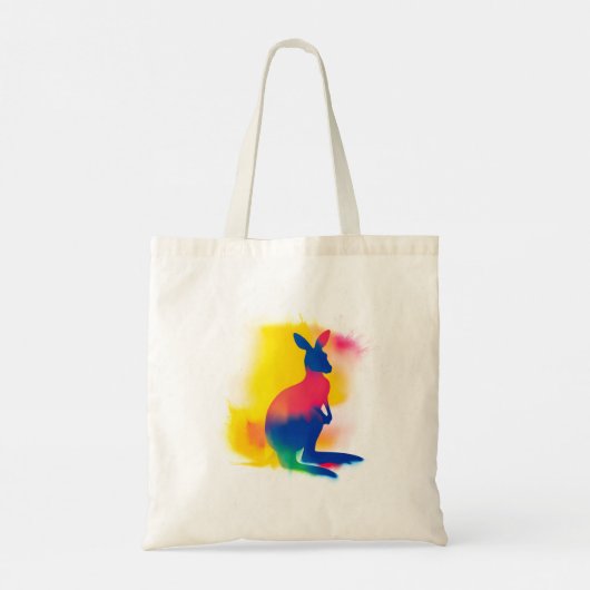 Kleurrijke Abstracte Spray Paint Kangaroo Silhouet Tote Bag (Achterkant)