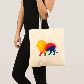 Kleurrijke Abstracte Spray Paint Lion Silhouette Tote Bag