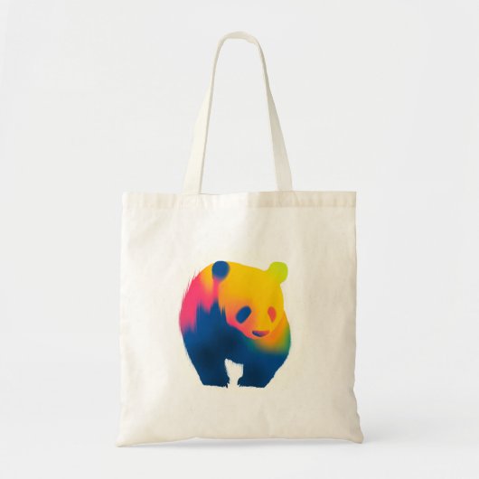 Kleurrijke Abstracte Spray Paint Panda Silhouet Tote Bag (Voorkant)