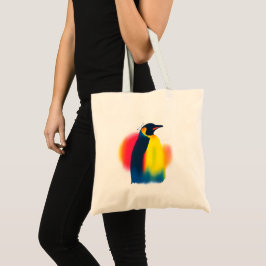 Kleurrijke Abstracte Spray Paint Penguin Silhouett Tote Bag