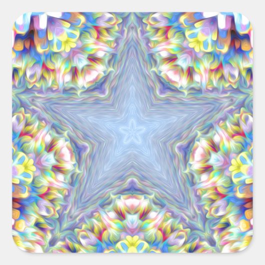 Kleurrijke Abstracte ster Vierkante Sticker (Voorkant)