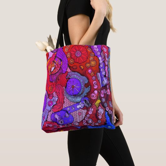Kleurrijke Abstracte stijlvolle en trendy Canvas t Tote Bag (Dichtbij)