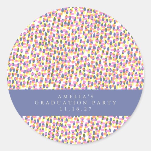 Kleurrijke Abstracte Stippen Graduation Party Cust Ronde Sticker (Voorkant)