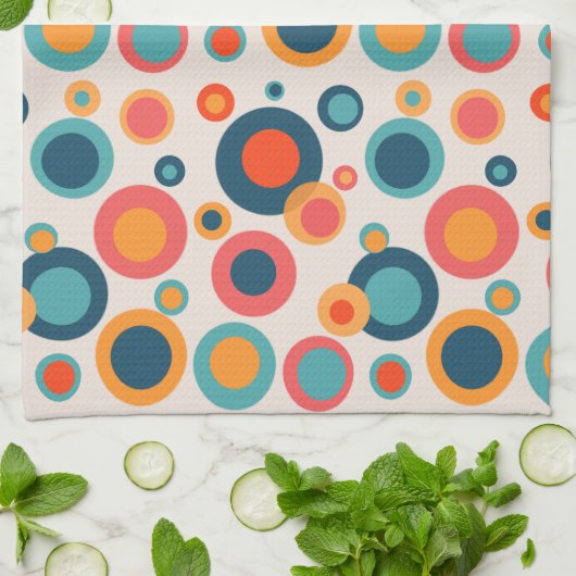 Kleurrijke Abstracte Stippen Theedoek (Gevouwen)