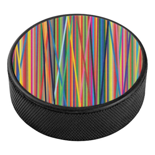 Kleurrijke abstracte strepen ontwerpen het gezicht hockey puck (3/4)