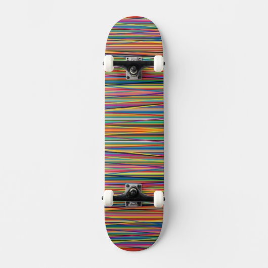 Kleurrijke abstracte strepen ontwerpen het gezicht persoonlijk skateboard (Voorkant)