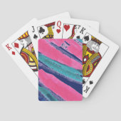 Kleurrijke Abstracte Strepen op Donkerblauw Pokerkaarten (Achterkant)