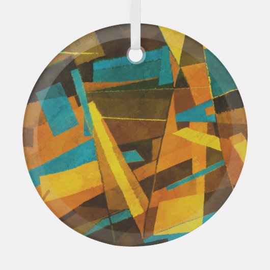 Kleurrijke Abstracte strepen: verftextuur Glas Ornament (Voorkant)