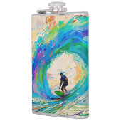 Kleurrijke Abstracte Surfer in de Barrel Wave Heupfles (Links)