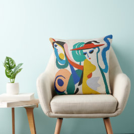 Kleurrijke Abstracte Surrealistische Vrouw Rode Ho Kussen