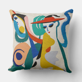 Kleurrijke Abstracte Surrealistische Vrouw Rode Ho Kussen