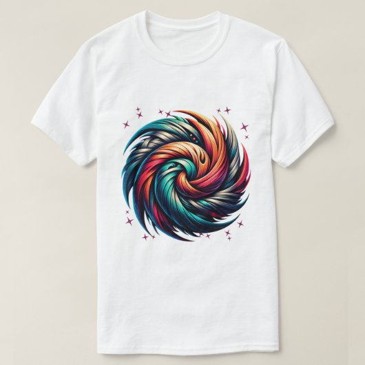 Kleurrijke Abstracte Swirl Art T-shirt (Design voorkant)