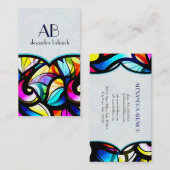Kleurrijke Abstracte Swirls Glas in lood Sjabloon Visitekaartje (Voorkant / Achterkant)