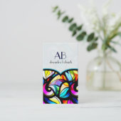 Kleurrijke Abstracte Swirls Glas in lood Sjabloon Visitekaartje (Staand voorkant)