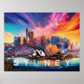 Kleurrijke Abstracte Sydney Australië Skyline Post Poster (Voorkant)