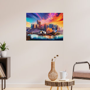 Kleurrijke Abstracte Sydney Australië Skyline Post Poster