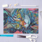 Kleurrijke Abstracte Tabby Kat Tissuepapier (Craft)