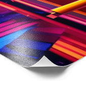 Kleurrijke Abstracte Techno Uil Foto Afdruk (Hoek)